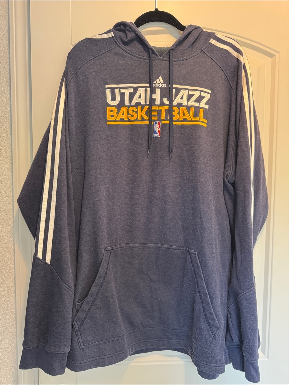 adidas Navy and White Utah Jazz Basketball Crewneck Hoodie
